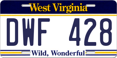 WV license plate DWF428