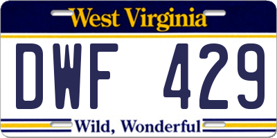 WV license plate DWF429