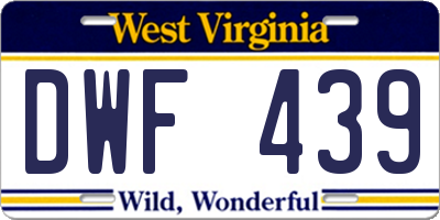 WV license plate DWF439