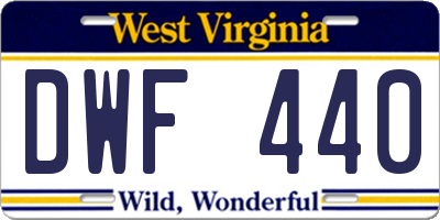 WV license plate DWF440