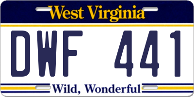 WV license plate DWF441