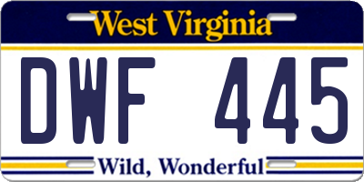 WV license plate DWF445