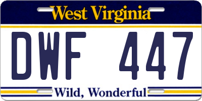 WV license plate DWF447