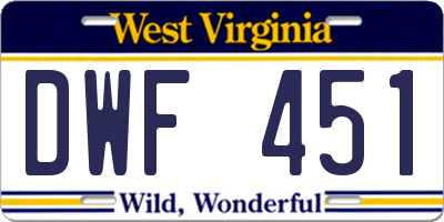 WV license plate DWF451