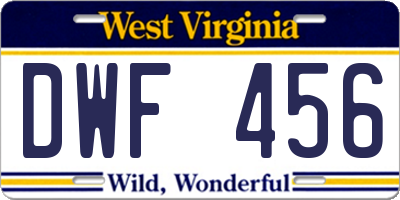 WV license plate DWF456