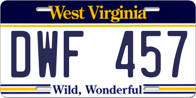 WV license plate DWF457