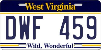 WV license plate DWF459
