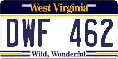 WV license plate DWF462