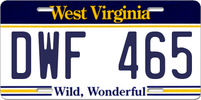 WV license plate DWF465