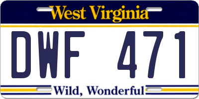 WV license plate DWF471