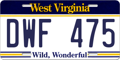 WV license plate DWF475