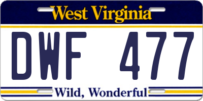WV license plate DWF477