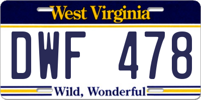 WV license plate DWF478