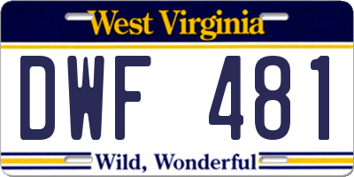 WV license plate DWF481
