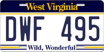 WV license plate DWF495
