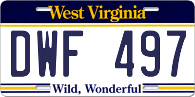WV license plate DWF497