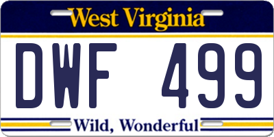 WV license plate DWF499