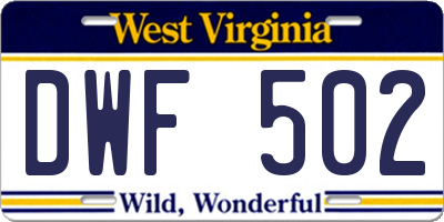 WV license plate DWF502