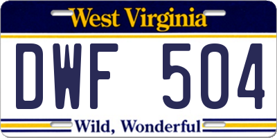 WV license plate DWF504