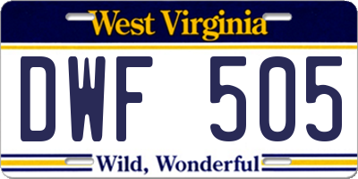 WV license plate DWF505