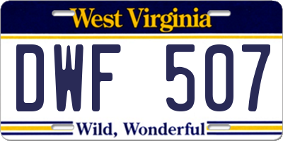 WV license plate DWF507