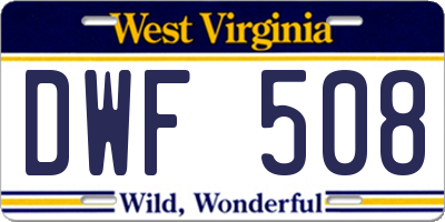 WV license plate DWF508