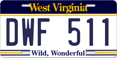WV license plate DWF511