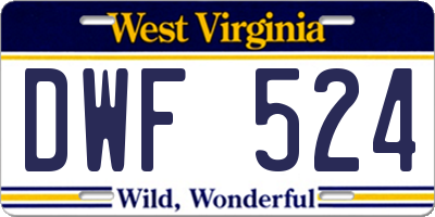 WV license plate DWF524