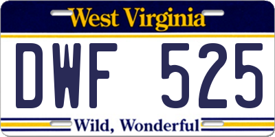 WV license plate DWF525