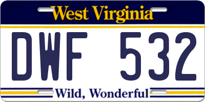 WV license plate DWF532