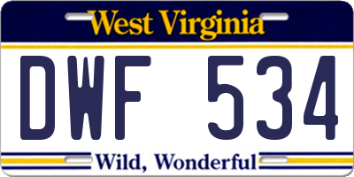 WV license plate DWF534