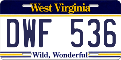 WV license plate DWF536