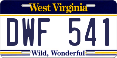 WV license plate DWF541