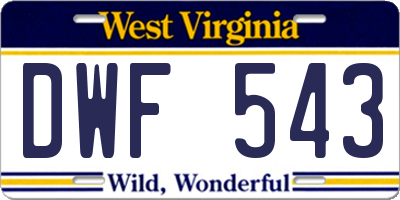 WV license plate DWF543