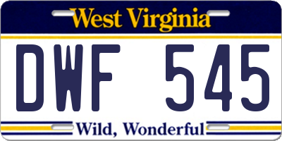 WV license plate DWF545