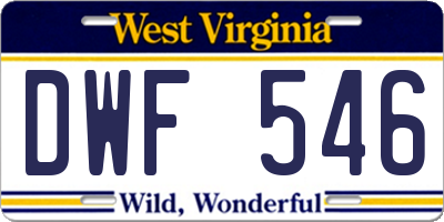 WV license plate DWF546
