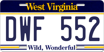 WV license plate DWF552