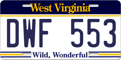 WV license plate DWF553