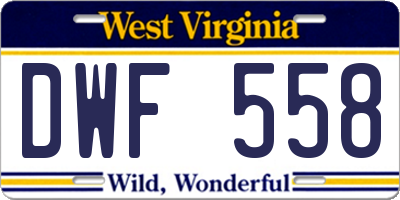 WV license plate DWF558