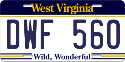 WV license plate DWF560