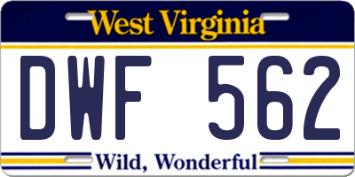 WV license plate DWF562