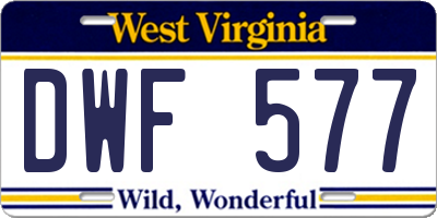 WV license plate DWF577