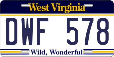 WV license plate DWF578