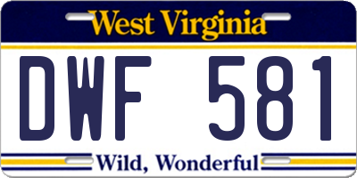 WV license plate DWF581