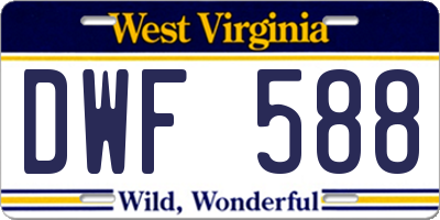 WV license plate DWF588