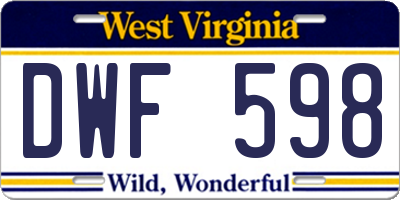 WV license plate DWF598