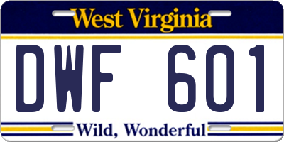 WV license plate DWF601