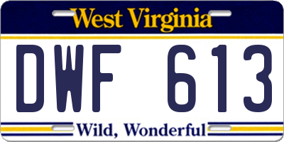 WV license plate DWF613