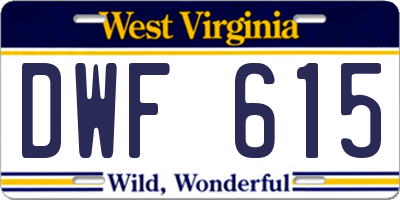 WV license plate DWF615