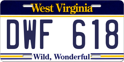 WV license plate DWF618